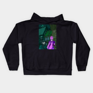 the row. fairies and fauns. fantasy city. Kids Hoodie